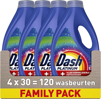 Dash Flüssigwaschmittel + zusätzliche Fleckenentfernung für Farben – 4 x 30 Wäschen