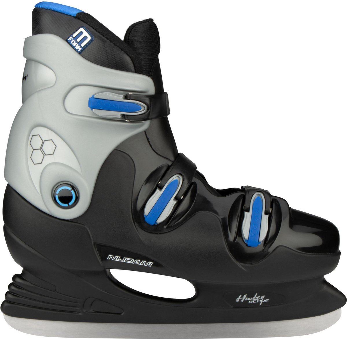 Nijdam Eishockey-Schlittschuhe – Erwachsene – Hardboot – Schwarz Blau – Größe 40