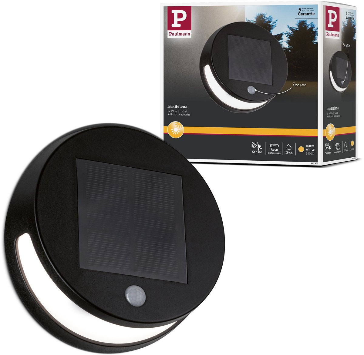 Paulmann Solar-LED-Wandleuchte für Outdoor Helena Bewegungsmelder IP44 3000k 56lm Anthrazit
