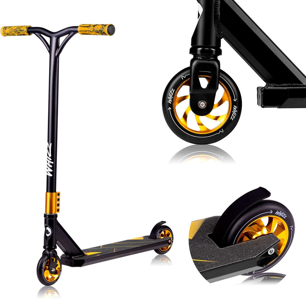 Lionelo Whiz – Roller – 110 mm – Schleppstange – 100 kg – für Jungen und Mädchen – Stahlbremse – Kinderroller