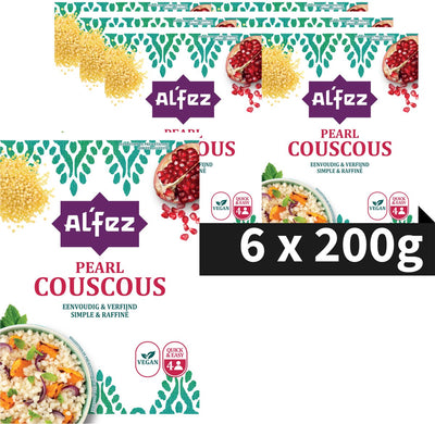 Al'fez al'fez Perlen-Couscous – 6 x 200 Gramm – veganes Couscous – Weltküche – Vorteilspackung