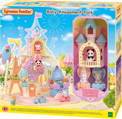 Sylvanian Family 5537 Baby-Freizeitpark – Schaukelschiff – Rakete – Riesenrad – Schloss – 3 Babyfiguren