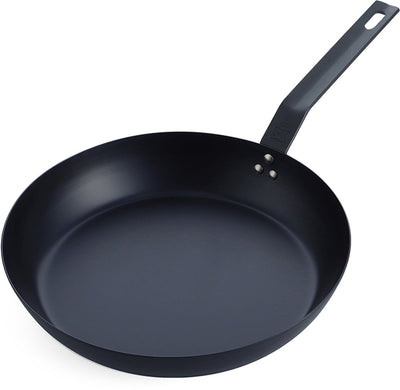 BK-Grillpfanne aus massivem Stahl, 30 cm – Stahlblech – Kohlenstoffstahl – Griff aus Gusseisen – ofengeeignet bis 230 °C – Grill – Handwäsche – Grillset