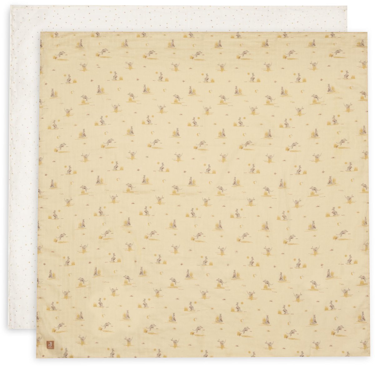 Jollein hydrophiles Tuch groß – 115 x 115 cm – Kangaroots – 2 Stück