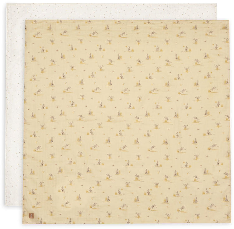 Jollein hydrophiles Tuch groß – 115 x 115 cm – Kangaroots – 2 Stück