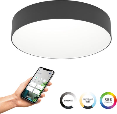 Eglo connect.z gallizzi-z smarte Deckenleuchte – LED – ø 39 cm – Schwarz und Weiß – einstellbares RGB-Weißlicht – dimmbar – Zigbee