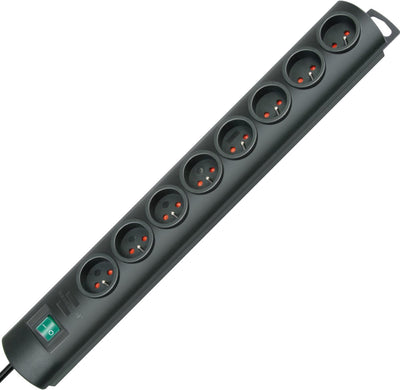 Brennerstuhl Primera-Line Steckdose 8-fach schwarz 2m H05VV-F 3G1,5 *FR BE*