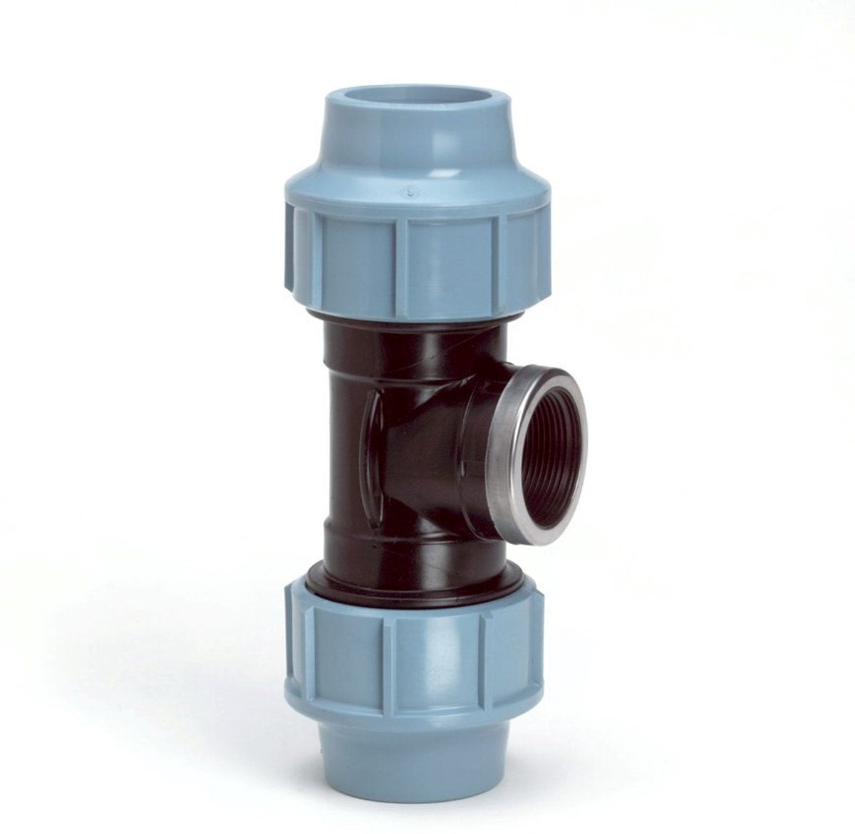Unidelta Tyleen Gewinde T-Stück 90° 63 mm x 2 x 63 mm 2x Klemme x Innengewinde Kiwa (16 bar)
