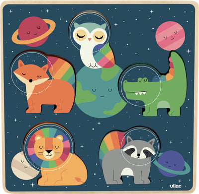 Vilac Holzpuzzle, Weltraumtiere, Andy Westface, Lernspielzeug.
