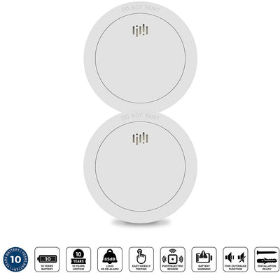 Alecto Rauchmelder SD1030 2x – Brandmelder mit Batterie für 10 Jahre und stilvollem Design – entspricht europäischen Standards – 2 Stück