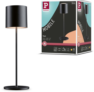 Paulmann Akkulampe Tuni IP44 dimmbar 2700k schwarz matt