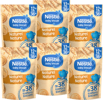 Nestlé Babykekse Natur – Babynahrung, Babysnacks ab 12 Monaten – 6 Beutel x 180 g