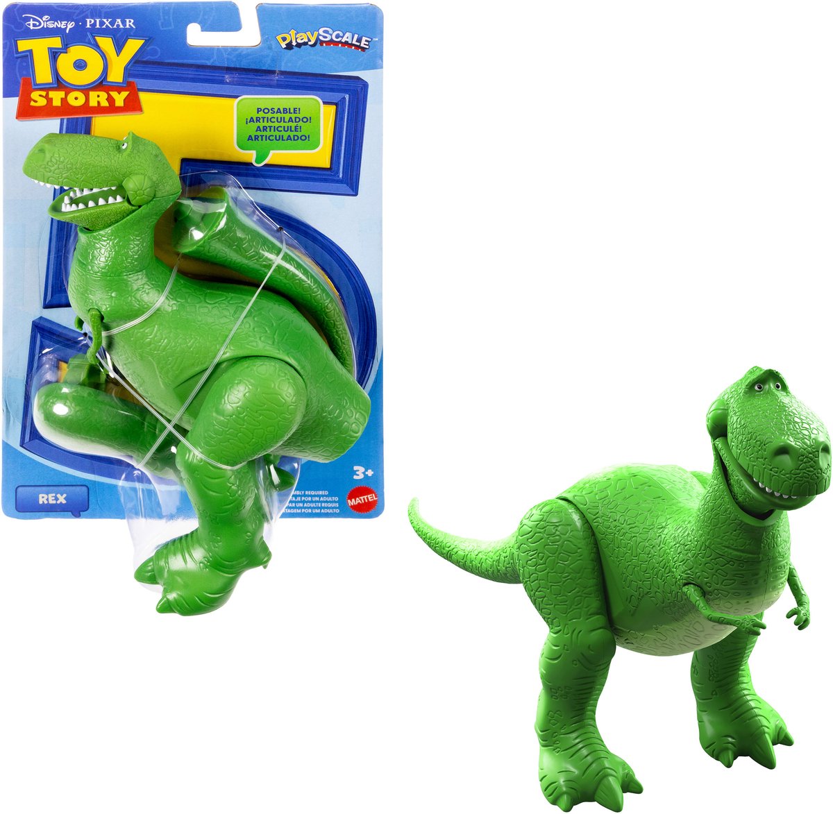 Mattel Disney und Pixar Toy Story Rex Actionfigur – 8 bewegliche Gelenke