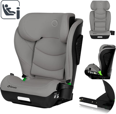 Lionelo Neal i-size – Autositz 100–150 cm – ISOFIX oder Autosicherheitsgurt – verstellbare Kopfstütze (10 Positionen) – neigbare Rückenlehne (4 Positionen) – Seitenaufprallschutz – Getränkehalter – EPP-EPS-Schaum – abnehmbarer Bezug – bequem, universell