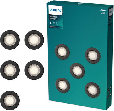 Philips LED Philips Peridot Einbaustrahler – GU10-Fassung – schwarz – rund – fester Kopf – 5er-Pack