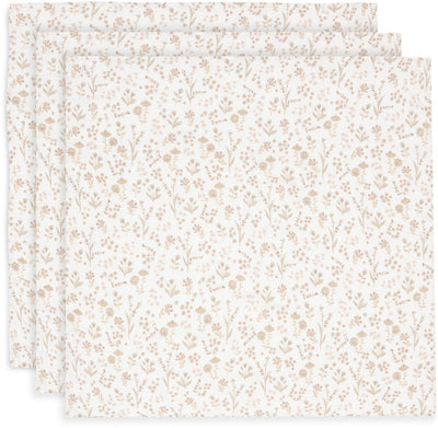 Jollein - Musselintuch klein 70x70cm - Wickeltuch - weiche Baumwolle - 3 Stück - blumig