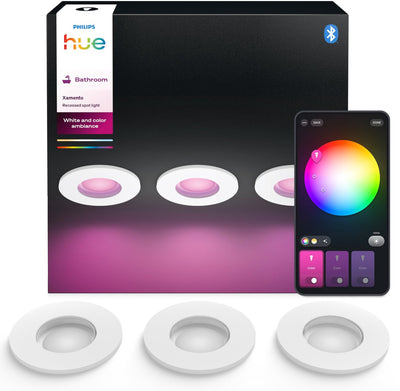 Philips Hue Xamento Badezimmer-Einbaustrahler – weißes und farbiges Licht – 3er-Pack – Weiß