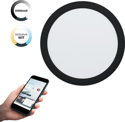 Eglo connect.z fueva-z smarte Einbauleuchte – ø 21,6 cm – Schwarz und Weiß – einstellbares weißes Licht – dimmbar – ZigBee