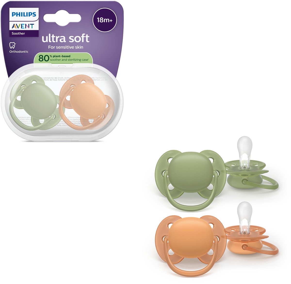 Philips Avent Ultra Soft – superweicher Silikonschnuller (ab 18 Monaten) – für empfindliche Haut – 2 Stück – scf093 05