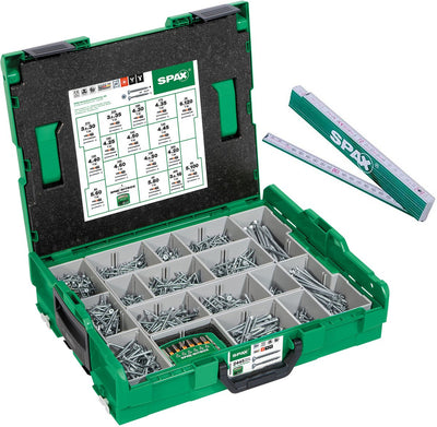 Spax Montagekoffer, L-Boxx, groß, Wirox A9J, T-Star Plus, Senkkopf, 16 Abmessungen, 2446 Teile, inkl. Bit-Check und Zollstock - 5000009160059