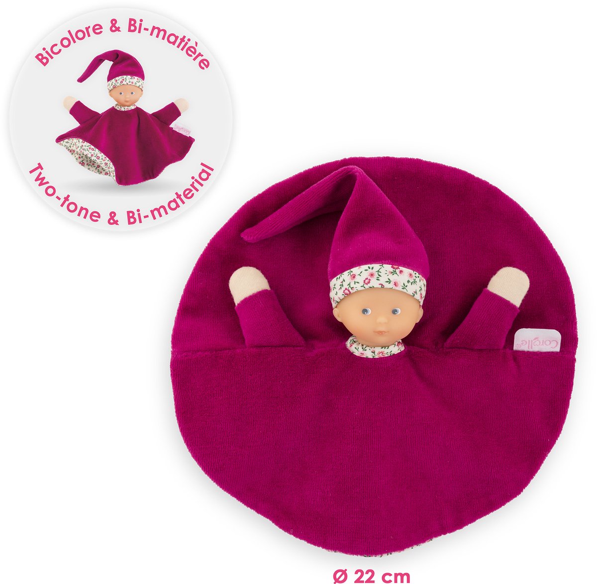 Corolle Tidoudou - Pink Grenadine Kuschelstuch, 17 cm