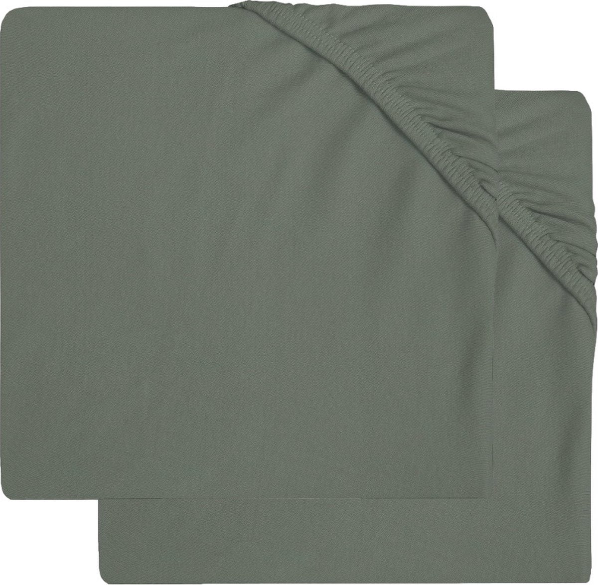 Jollein – Baby-Spannbettlaken-Matratzen-Jersey (Aschgrün) – Baumwolle – Spannbettlaken-Box – 2 Stück – 75 x 95 cm