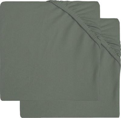 Jollein – Baby-Spannbettlaken-Matratzen-Jersey (Aschgrün) – Baumwolle – Spannbettlaken-Box – 2 Stück – 75 x 95 cm
