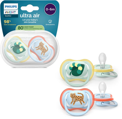 Philips Avent Ultra Air – atmungsaktiver und leichter Schnuller (0–6 Monate) – 2 Stück – scf087 02