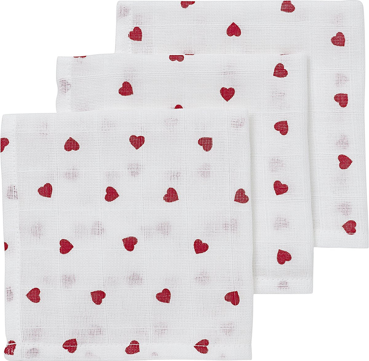 Meyco Baby Sweet Heart Mundtücher – 3er-Pack – hydrophil – rot – 30 x 30 cm