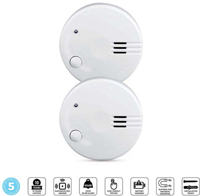 Alecto SD510 – Mini-Rauchmelder – 5-Jahres-Batterie – entspricht der europäischen Norm EN14604 – 2 Stück