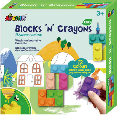 Avenir Blocks 'n Crayons - Gebäude - 12 Farben und 3 Blockformen - 3 Malseiten - 3+