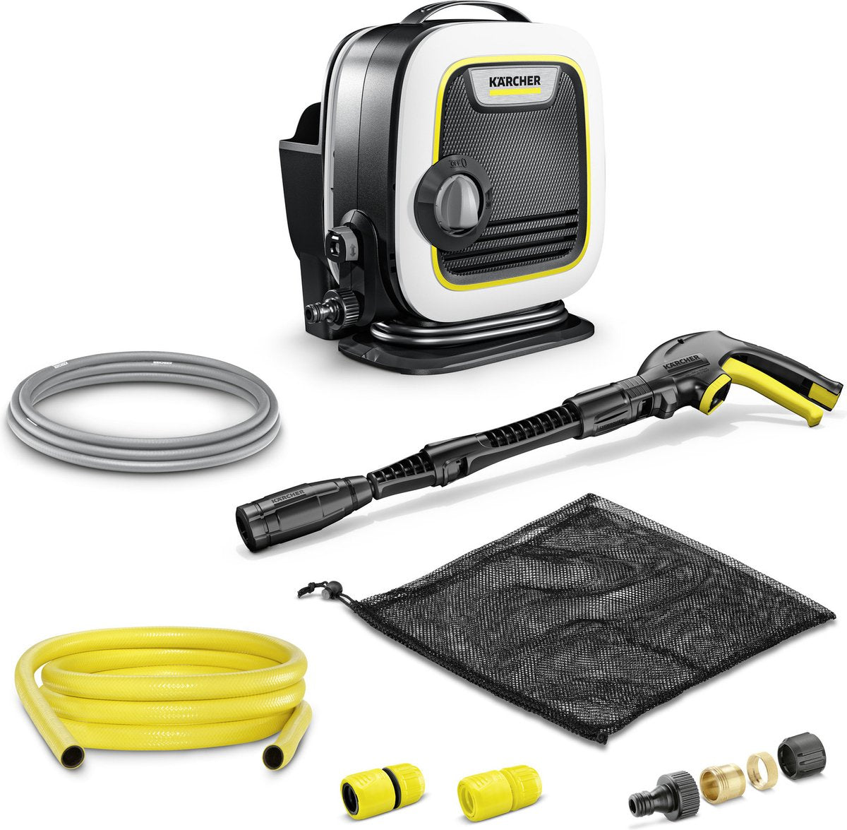 Kärcher K Mini Hochdruckreiniger - inkl. Schlauchset - 110 bar - 360 l·h - 20 m2·h - Premiumflex-Schlauch - passend für u.a. Fahrräder - Gartengeräte - Gartenset - kleine Terrassen - und Balkon