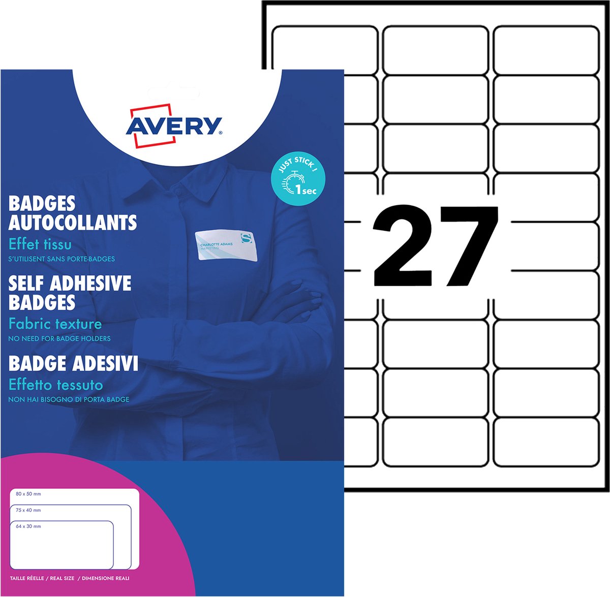 Avery-Plakettenetikett, 63,5 x 29,6 mm, 20 Blatt, 10 Etiketten pro Blatt, weiß