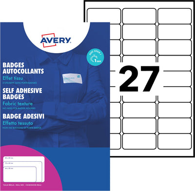 Avery-Plakettenetikett, 63,5 x 29,6 mm, 20 Blatt, 10 Etiketten pro Blatt, weiß
