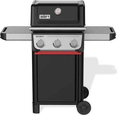 Weber Spirit E-310 – Gasgrill – Schwarz – 3 Brenner mit 7,8 kW Leistung – porzellanemaillierter Gusseisen-Grillrost – 2 Beistelltische – 2 langlebige Räder – Schrank mit Tür