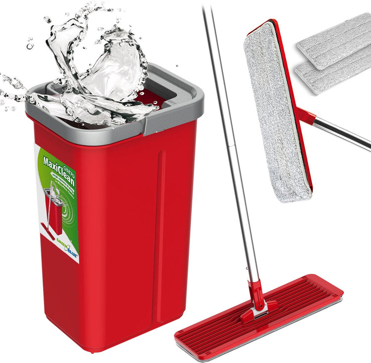 Greenblue green blue maxiclean - Wischsystem - Flachmopp mit Eimer - Flachmopp-Set mit 2 in 1 Bodenwischer - Reiniger 360° drehbar