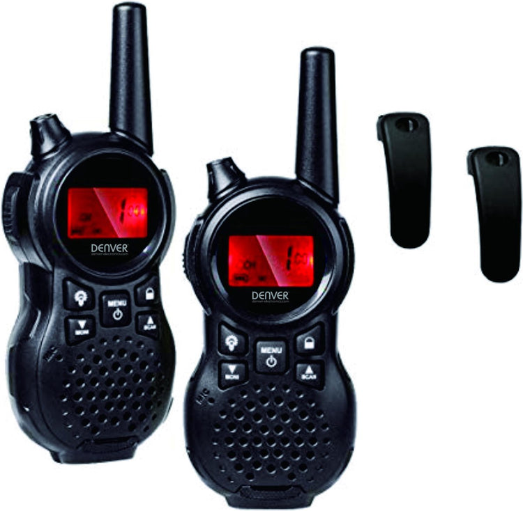 Denver WTA446 Walkie-Talkie für Kinder – 5 km Reichweite – 2 Stück – 8 Kanäle – Gürtelclip