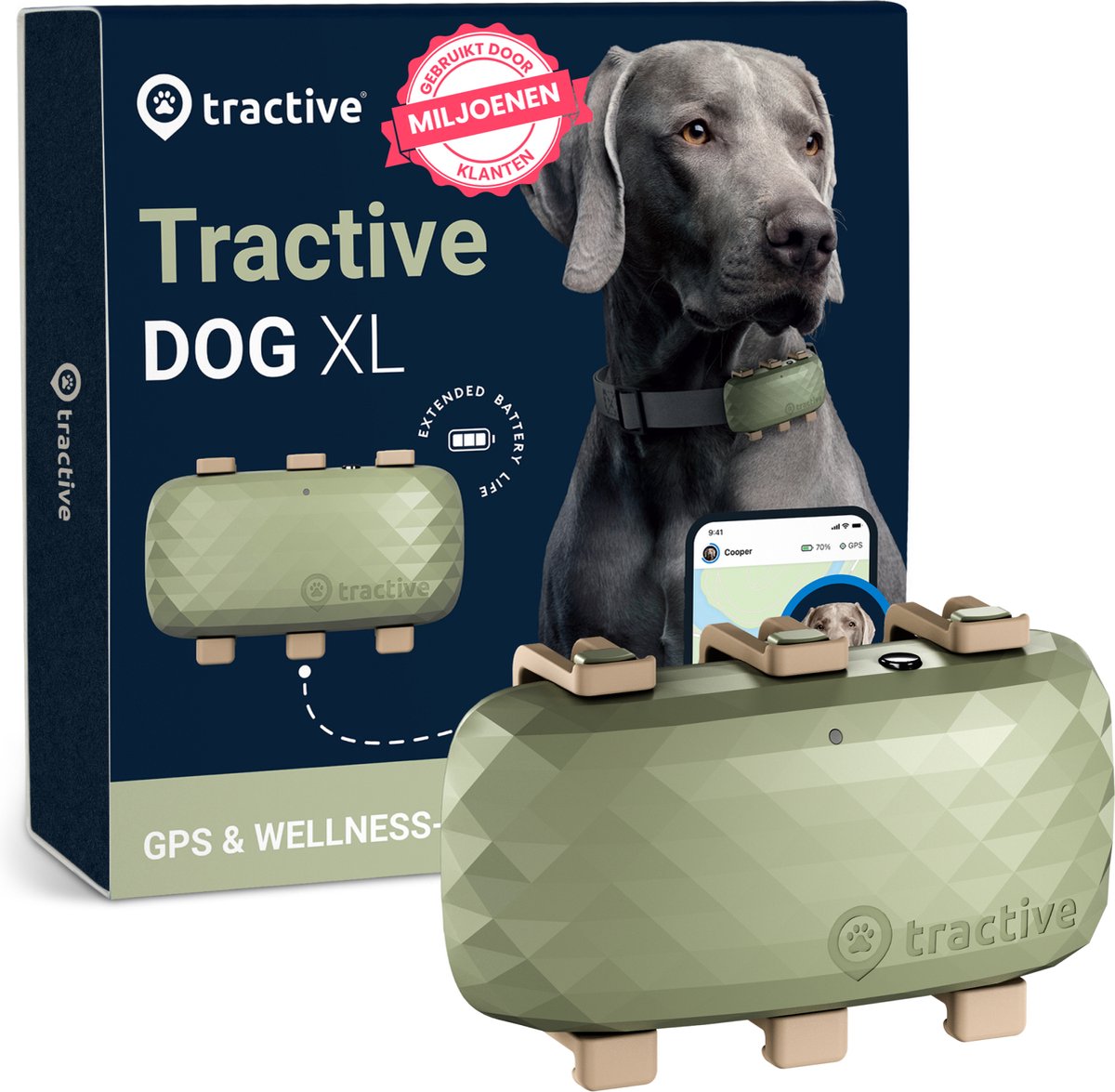 Tractive Dog XL – Hundetracker mit größerem Akku – grün