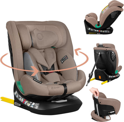 Lionelo Bastiaan One i-Size-Autositz – 4-in-1-ISOFIX-Top-Tethering – rückwärts vorwärts – 360° drehbare Easyturn-Basis – verstellbare Kopfstütze aus Memory-Schaum – 40–150 cm – lange Nutzung, hohes Maß an Sicherheit