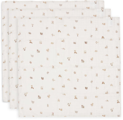 Jollein hydrophiles Tuch klein – 70 x 70 cm – Tiere Freunde – 3 Stück