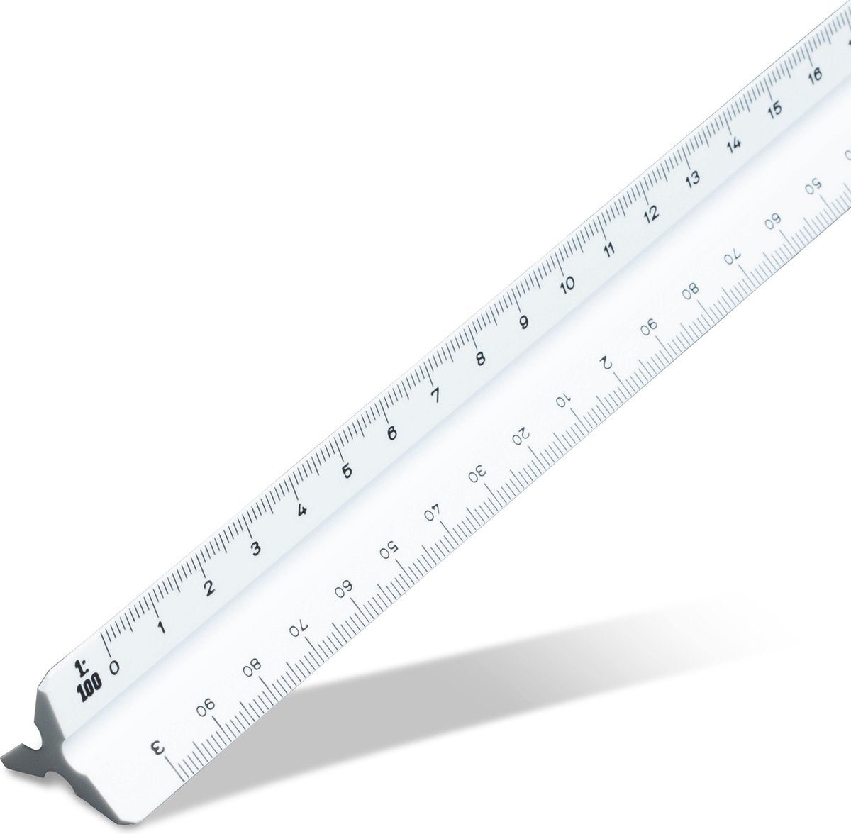 Aristo Maßstabsstab f - Länge 30 cm - 1:2,5 :5 :10 :20 :50 :100 (DIN) - weißer Kunststoff - in Schutzhülle - AR-1314 4