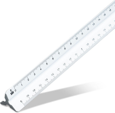 Aristo Maßstabsstab f - Länge 30 cm - 1:2,5 :5 :10 :20 :50 :100 (DIN) - weißer Kunststoff - in Schutzhülle - AR-1314 4