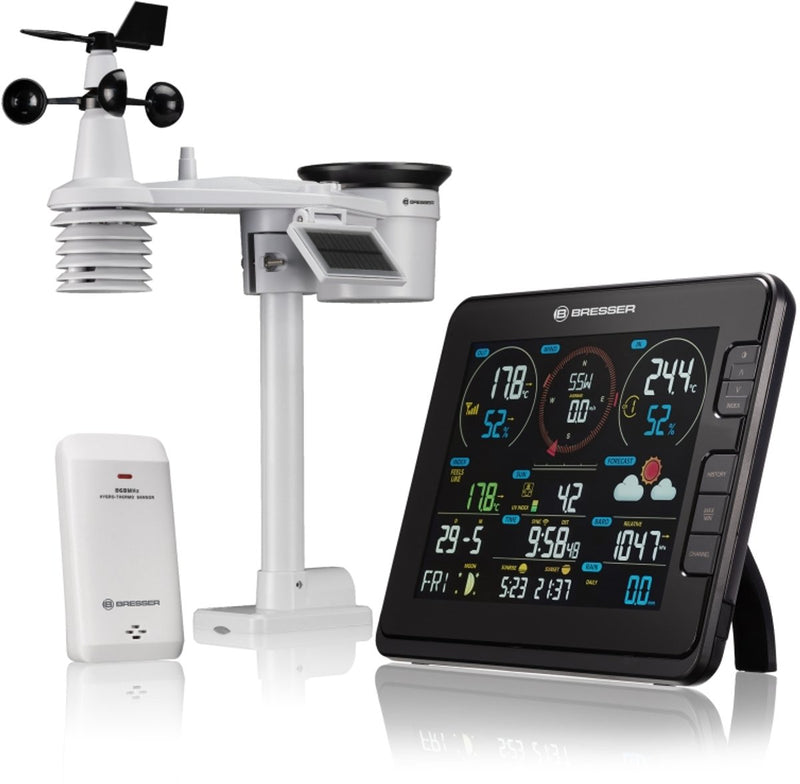 Bresser Wetterstation - Profi WLAN 7-in-1 Wetterzentrale mit Lichtintensitäts- und UV-Messung - Schwarz