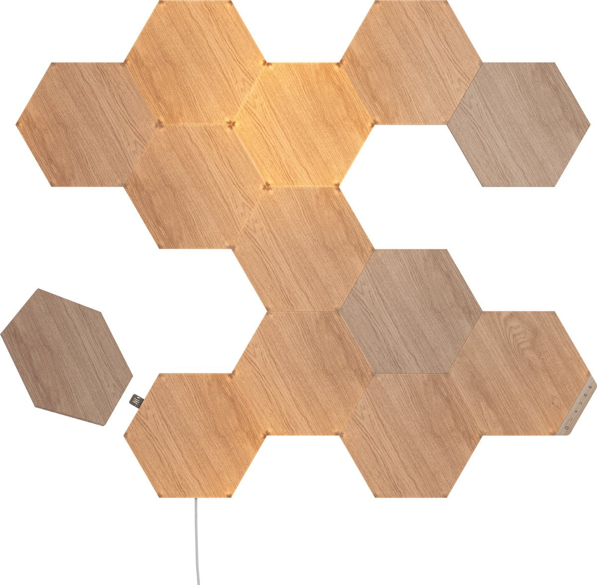 Nanoleaf Elements Hexagons Starter Kit – intelligente Beleuchtung – 13 LED-Panels – Holzeffekt – Google