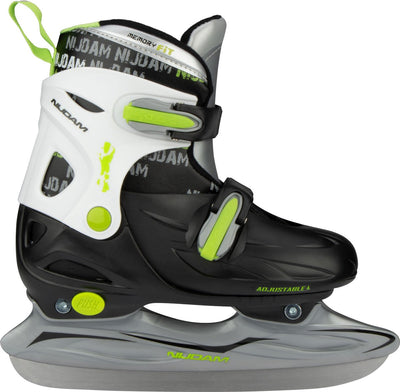 Nijdam Kinder-Schlittschuhe verstellbar – Eishockey-Schlittschuhe – Schwarz und Weiß – Größe 30–33
