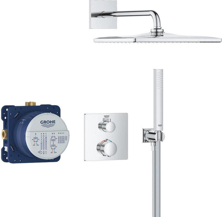 Grohe Präzisions-Einbauduschsystem – quadratisches Bedienfeld – Chrom