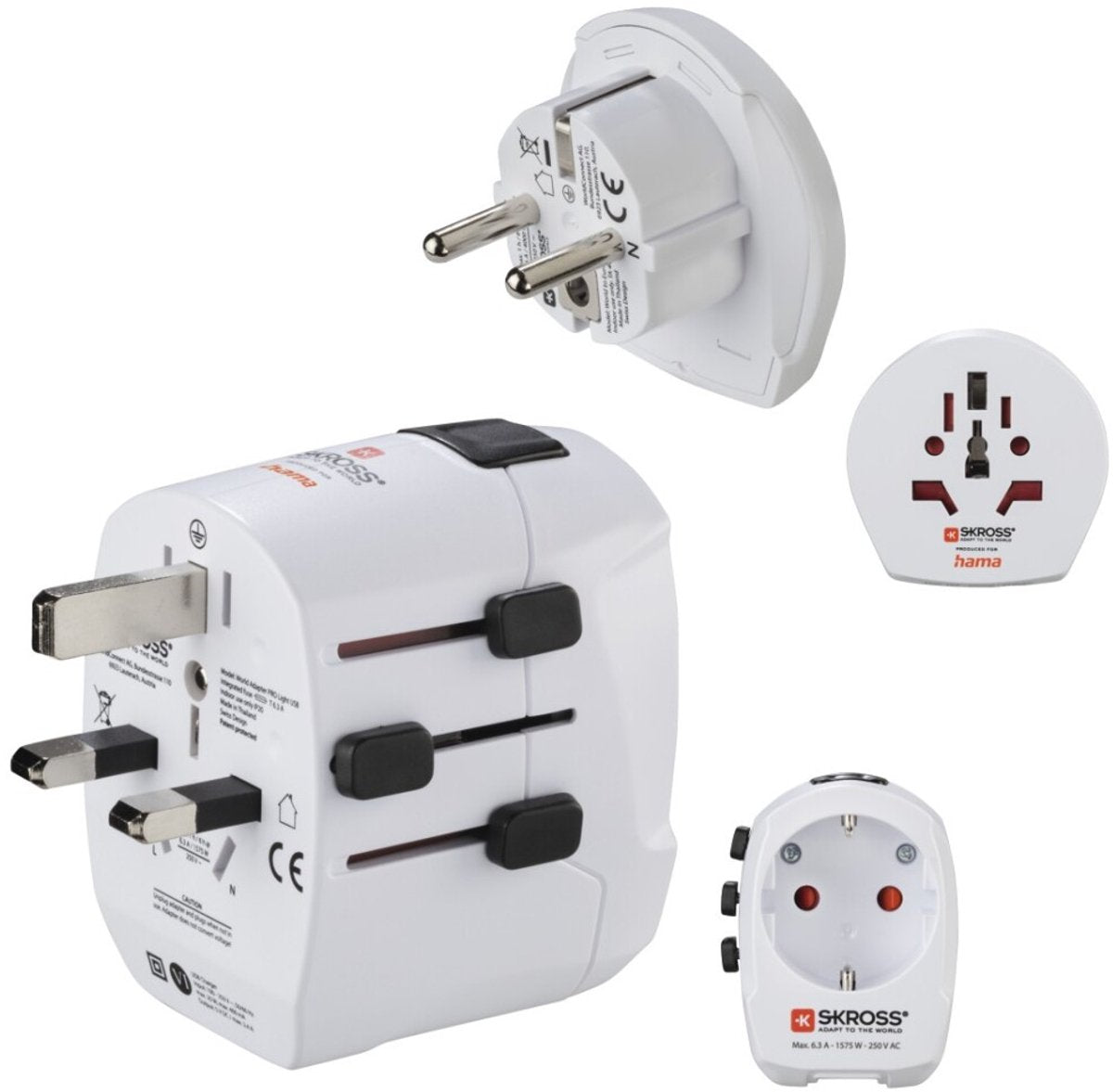 Hama Skross by Travel Plug - World Travel Pro - EUR (Typ E, F) zu World - inkl. Welt nach Europa - 2x USB-A - weiß