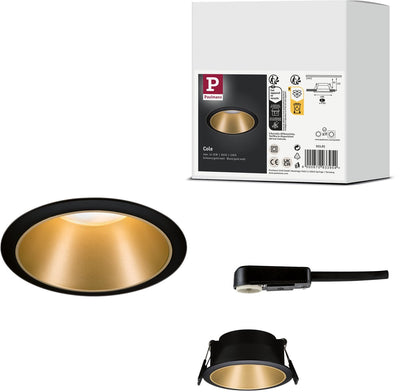 Paulmann Einbauleuchte Cole rund 88 mm GU10 max. 10W 230V dimmbar schwarz, gold matt