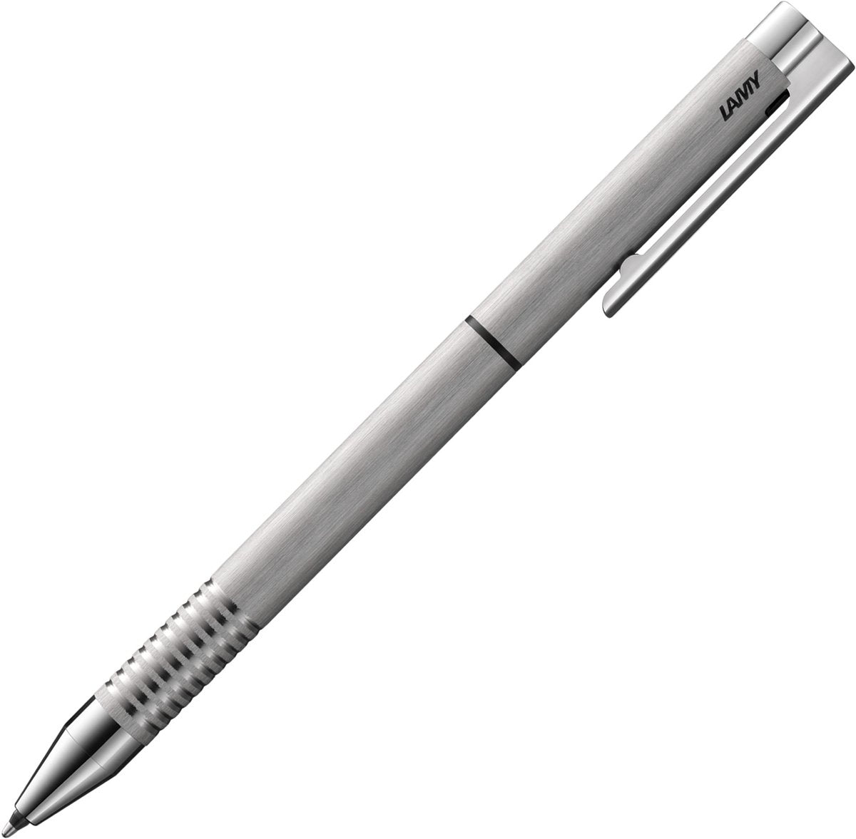 Lamy-Set bestehend aus 1x Twin Pen Multi-Pen-System mit Logo 606 Kugelschreiber und Druckbleistift aus Edelstahl in gebürstet und 1x Echtleder-Etui in Schwarz für zwei Schreibgeräte