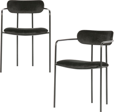 Woood Ivy Esszimmerstühle – Samt – Schwarz – 2er-Set